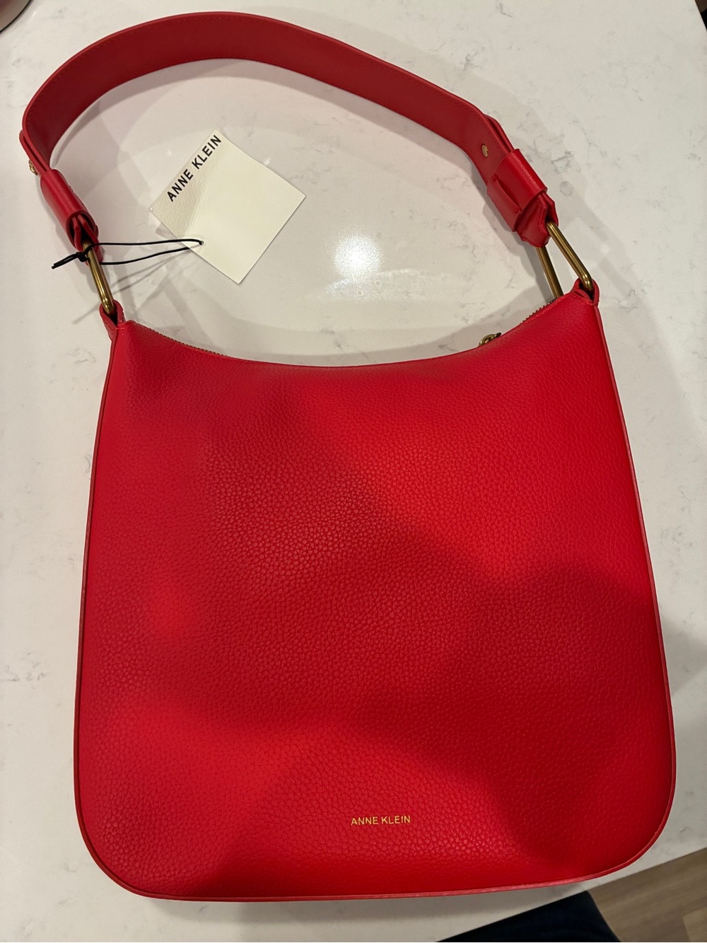 Anne Klein Maddie Medium Zip Hobo-Fire Red